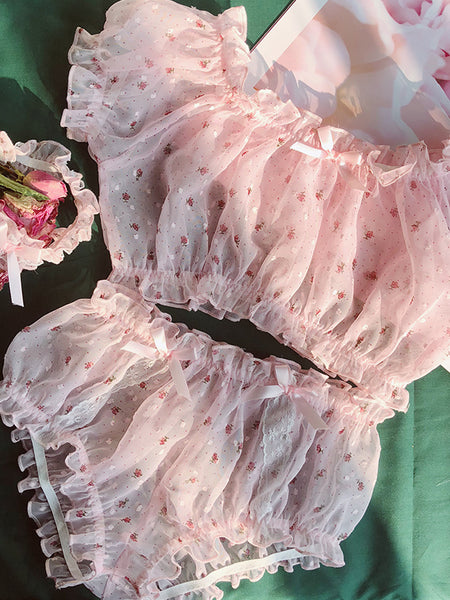 Pajama Set Leg Ring Transparent Perspective Short Sweet Lace Sexy Underwear