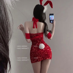 New Year Furry Tramsparent Yarn Suit Sexy Lingerie