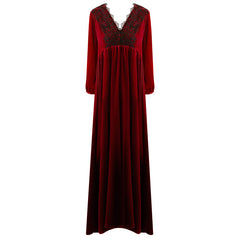 Court Style Long Dress Warm Gold Velvet Pajamas