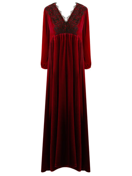 Court Style Long Dress Warm Gold Velvet Pajamas