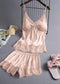 New Elastic Satin Lace Suit Nightdress With Suspenders Korean Style Suspenders