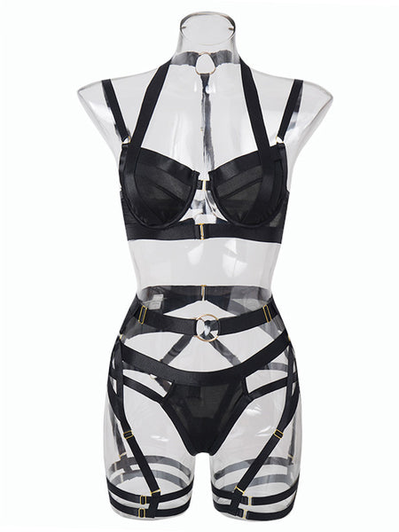 Women's Body Shaper Webbing Panel Lingerie Set