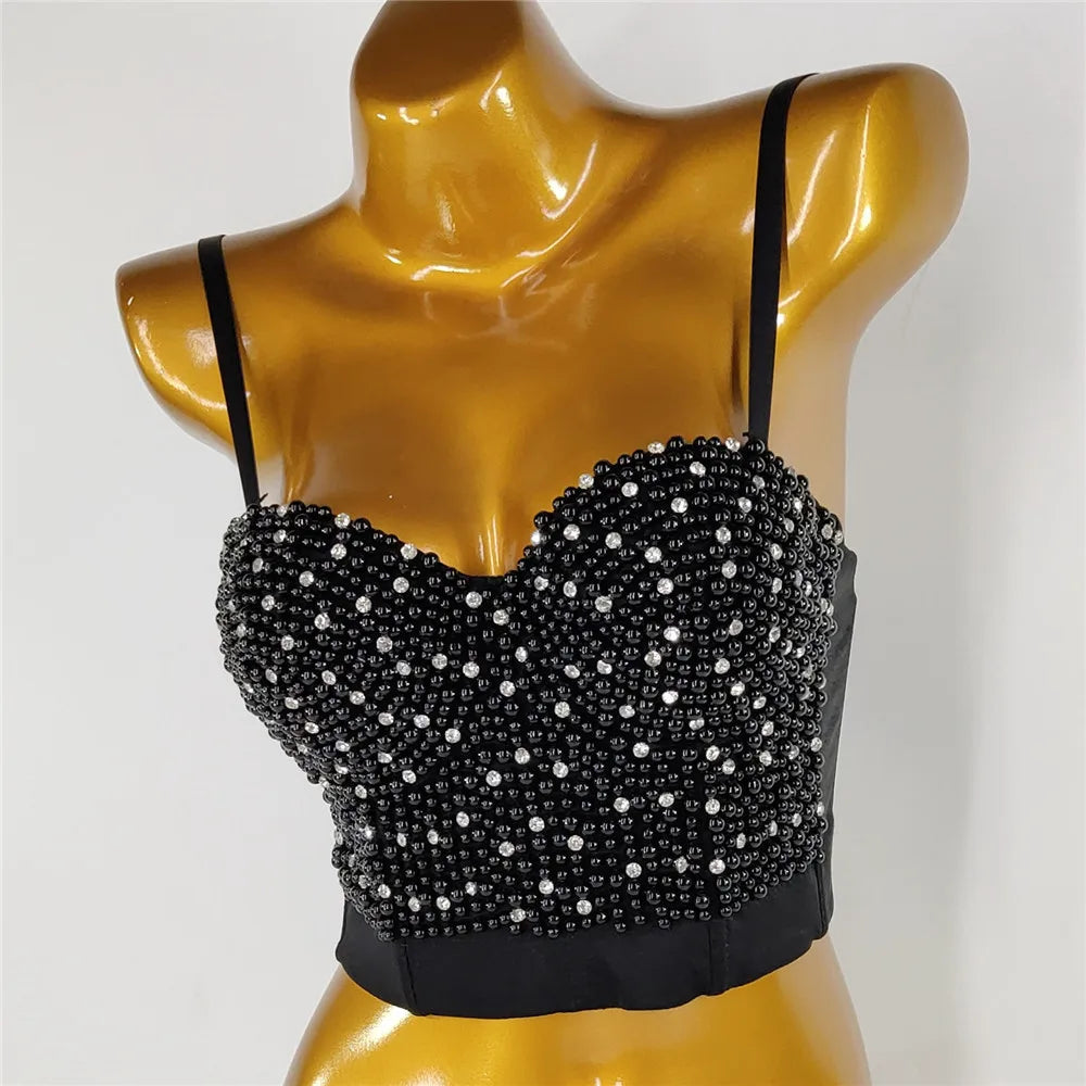 A879 Luxury Bras Girls Pearls Beads Diamond Clothes Sweet Memory Sexy Underwear Women's Shapewear Crop Top Corset Tube Tops