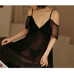 Sexy Nightdress Female Net Yarn Sexy Tease Suspender Pajamas Dress