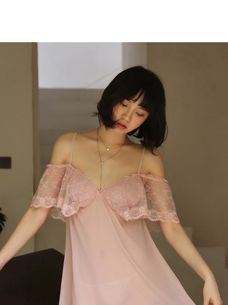 Sexy Nightdress Female Net Yarn Sexy Tease Suspender Pajamas Dress