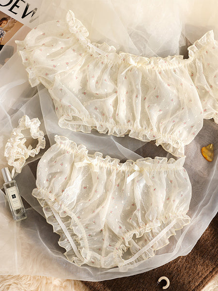 Pajama Set Leg Ring Transparent Perspective Short Sweet Lace Sexy Underwear