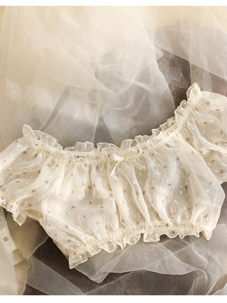 Pajama Set Leg Ring Transparent Perspective Short Sweet Lace Sexy Underwear