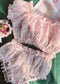 Pajama Set Leg Ring Transparent Perspective Short Sweet Lace Sexy Underwear