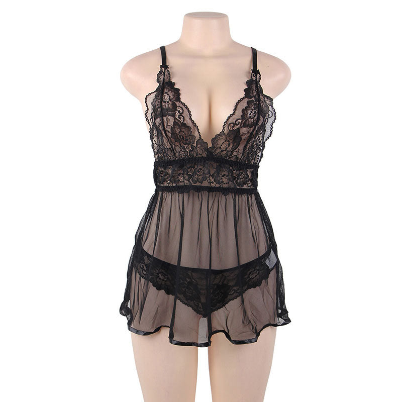 Oversized Sling Sexy Lingerie European And American Sexy Lace Nightdress