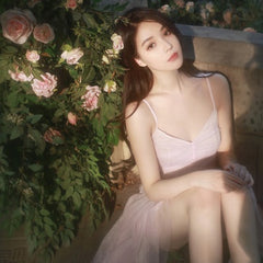 Sexy See-Through Mesh Nightdress French Romantic Princess Suspender Skirt