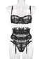Yimunancy 3-piece Lingerie Set Women Transparent Sexy Bra Set Ladies Lace Lingerie Intimates Underwear Set