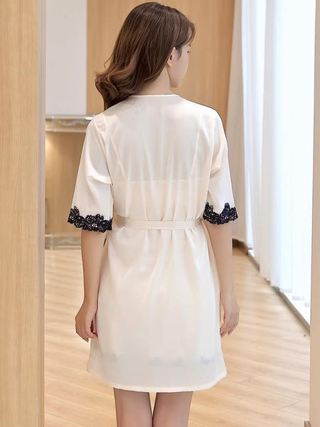 Two-piece Short-Sleeved Sexy Suspender Nightdress