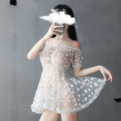 Little Daisy One Shoulder Sexy Nightdress Sexy Lingerie Set
