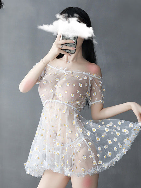 Little Daisy One Shoulder Sexy Nightdress Sexy Lingerie Set