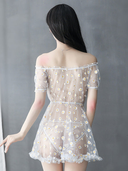 Little Daisy One Shoulder Sexy Nightdress Sexy Lingerie Set