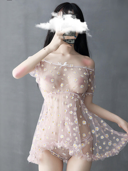 Little Daisy One Shoulder Sexy Nightdress Sexy Lingerie Set