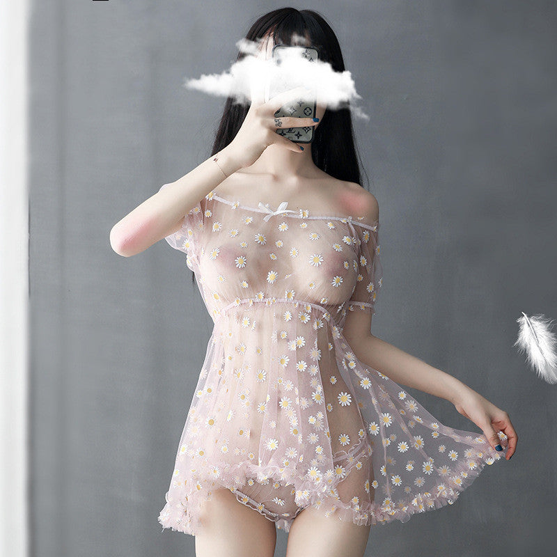 Little Daisy One Shoulder Sexy Nightdress Sexy Lingerie Set