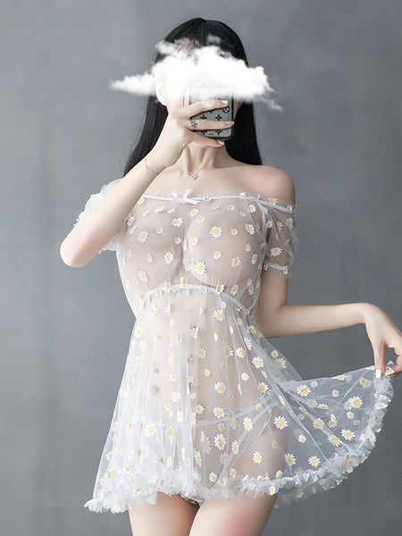 Little Daisy One Shoulder Sexy Nightdress Sexy Lingerie Set