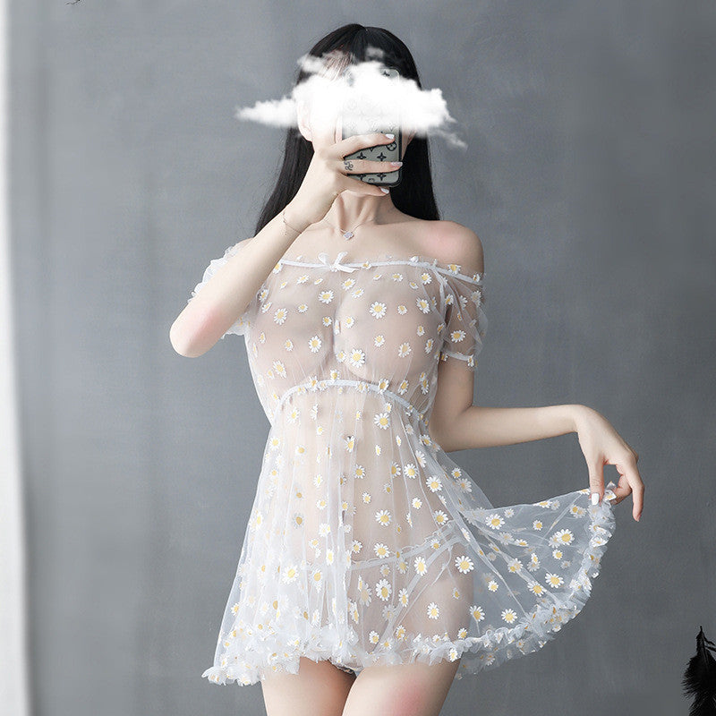 Little Daisy One Shoulder Sexy Nightdress Sexy Lingerie Set