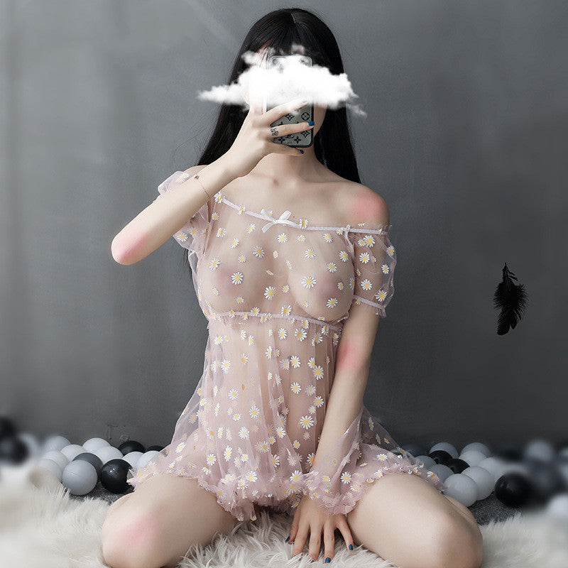 Little Daisy One Shoulder Sexy Nightdress Sexy Lingerie Set