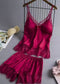 New Elastic Satin Lace Suit Nightdress With Suspenders Korean Style Suspenders