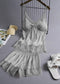 New Elastic Satin Lace Suit Nightdress With Suspenders Korean Style Suspenders