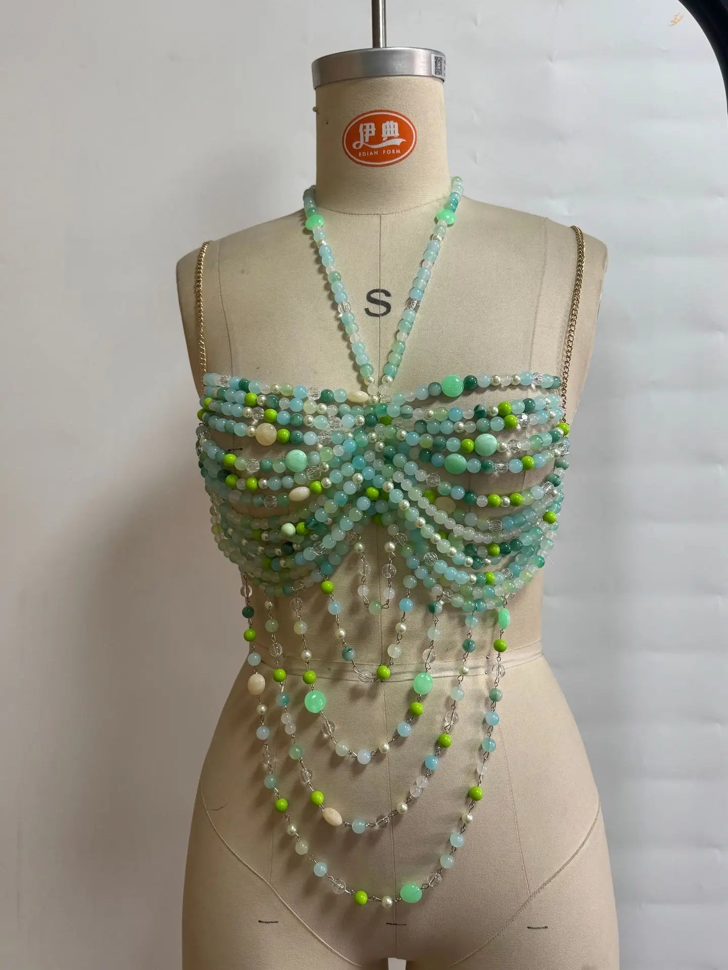 2025 New Women's Necklace Beaded Vest Hollow Out Top Jewelry Exaggerated Pearls Neck Bra Fashion Bra Women's Club Carnival