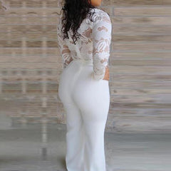 Ebay aliexpress fall sexy deep v perspective lace patchwork pants