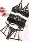 New Feather Embroidered Sexy Lingerie Three Piece Set