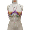 2025 Luxury Women Crystal Beading Tassel Bra Chain Jewelry Halter Camis Vest Jewelry Fancy Dance Show Night Clubwear Bra Chain