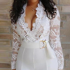 Ebay aliexpress fall sexy deep v perspective lace patchwork pants