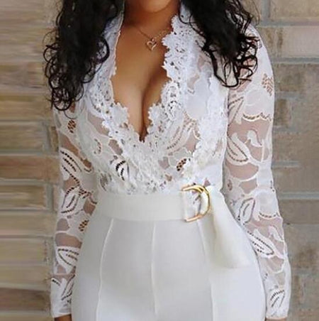 Ebay aliexpress fall sexy deep v perspective lace patchwork pants