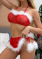 Women's Christmas Lace Charm Backless Lingerie Set