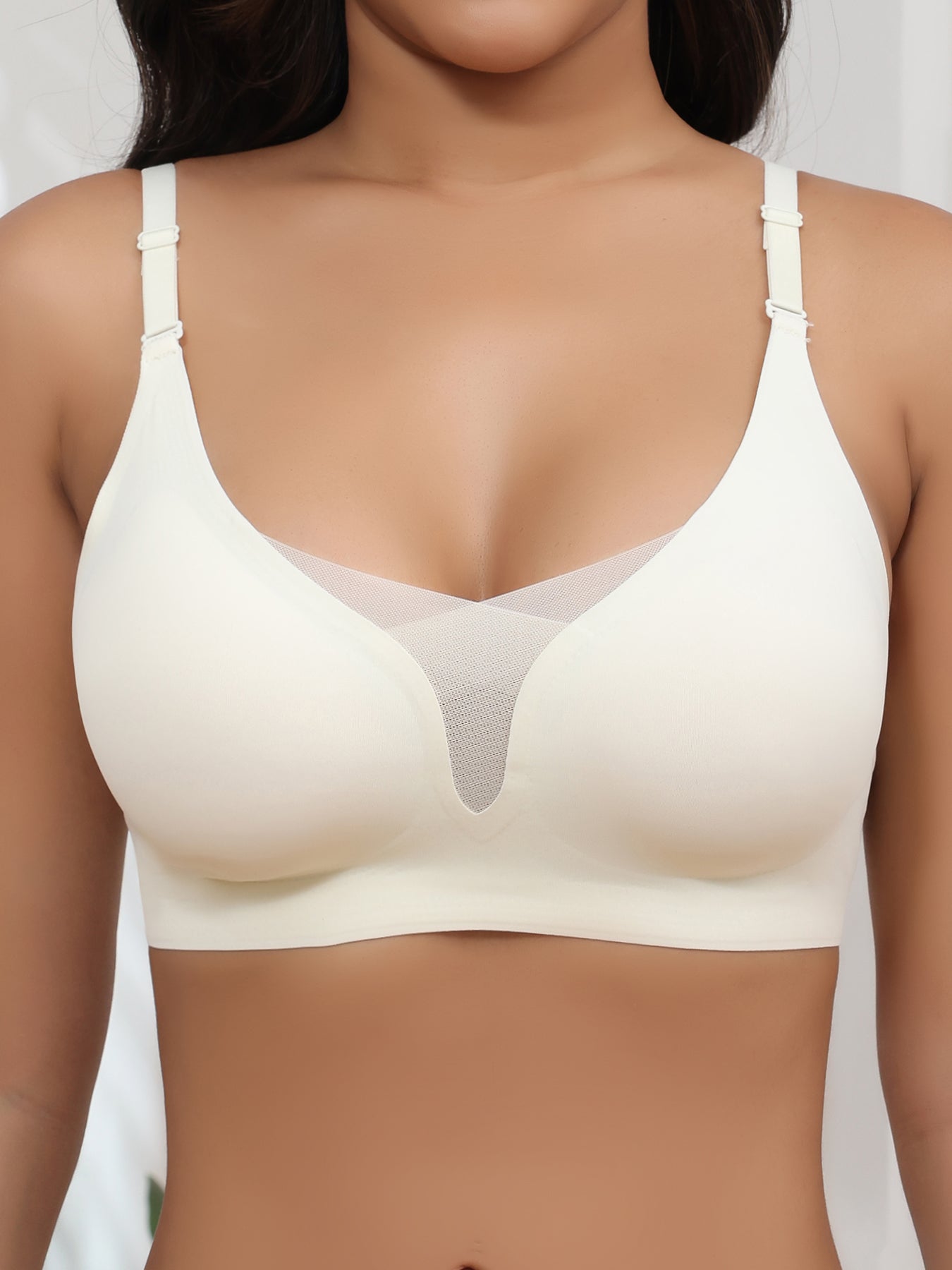 3PCS EssElegance Wire-free Adjustable Seamless Bra For Women - Breathable Sheer Mesh Daily Comfort, Non-Slip Straps & Back Smoothing, All-Season Lightweight Bralette