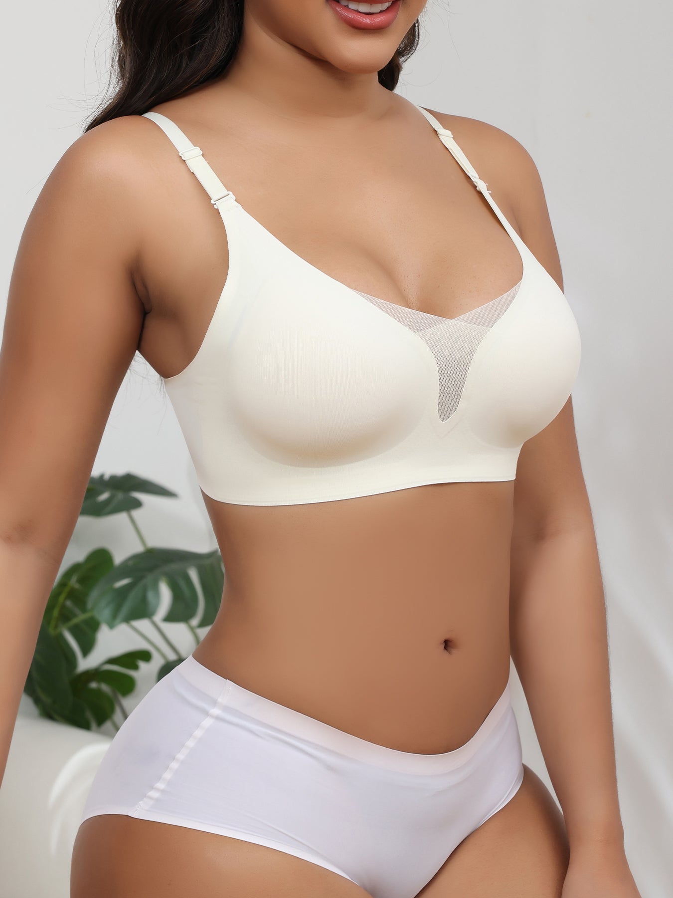 3PCS EssElegance Wire-free Adjustable Seamless Bra For Women - Breathable Sheer Mesh Daily Comfort, Non-Slip Straps & Back Smoothing, All-Season Lightweight Bralette