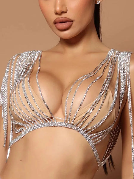 New Layered Rhinestone Bra Body Chain Women