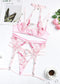 Love Drill Buckle Sexy Cutout Embroidered Sexy Lingerie Suit