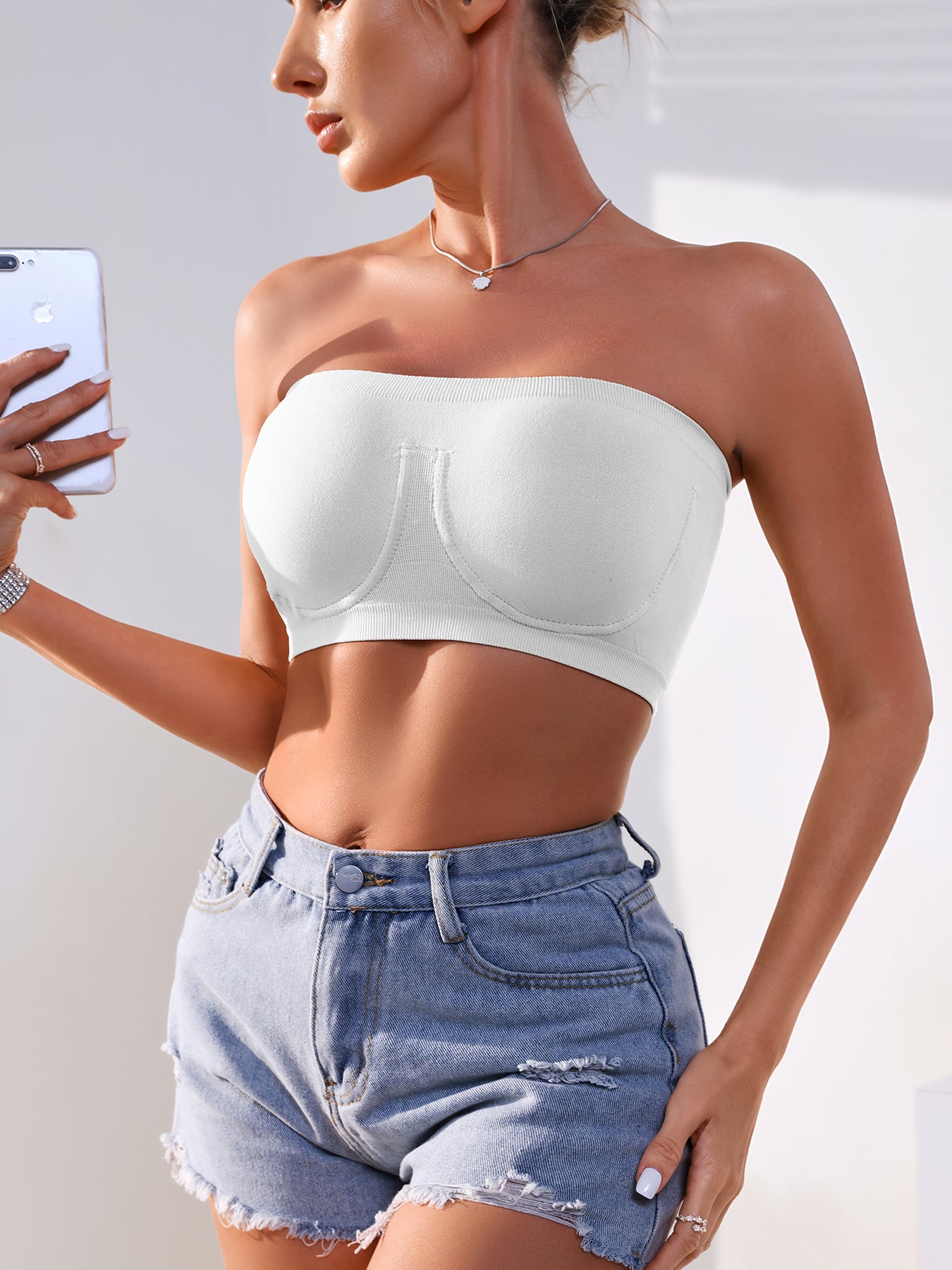 3PCS EssElegance Strapless Seamless Bandeau Tube Bra - Wire-Free Non-Slip Design, High-Stretch & Breathable For Backless Dresses, Daily Comfort