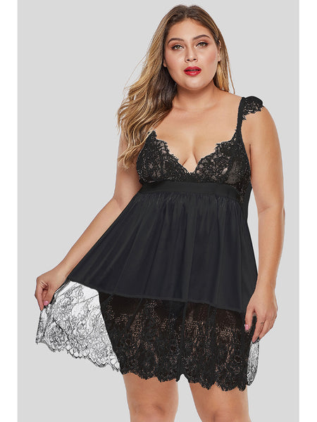 Sexy lace stitching two-piece nightdress