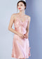 Silk nightdress with lace straps