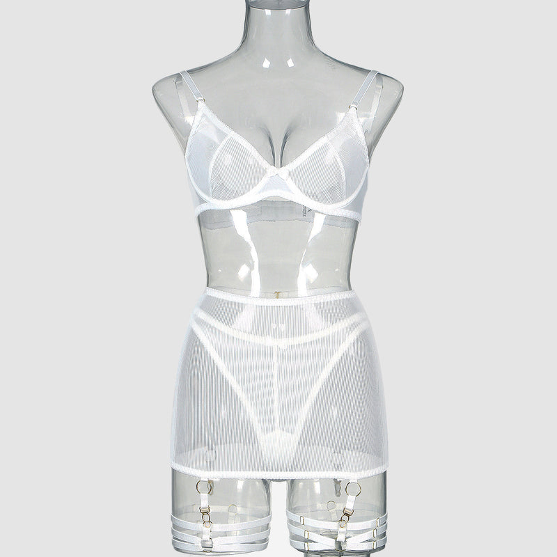 Women's Striped Mesh Gathered For Fun Lingerie