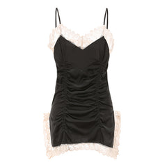 Women's Spring And Autumn Ice Silk Lace Suspender Nightdress