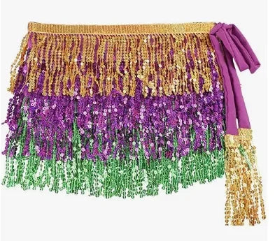 Belly Dance Costume Sequins Tassel Hip Towel Beads Waist Chain Sequins Tassel Dance Dress Prom Performance Waist Towel