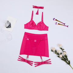 Tassel Collar Satin Hip Skirt Lingerie Set