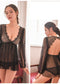 Ladies lace mesh nightdress set