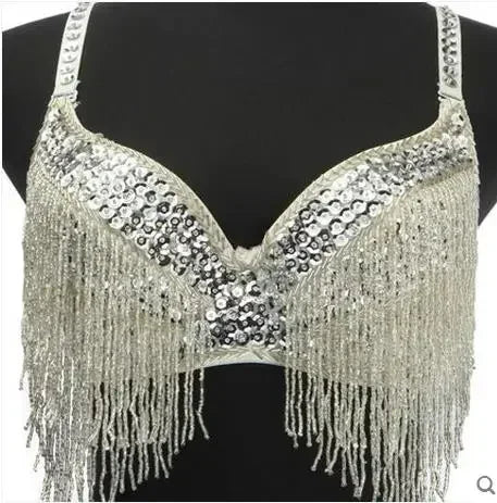 Belly dance costumes senior sexy sequins tassel beads belly dance bra for women belly dancing bra tops