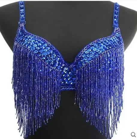 Belly dance costumes senior sexy sequins tassel beads belly dance bra for women belly dancing bra tops