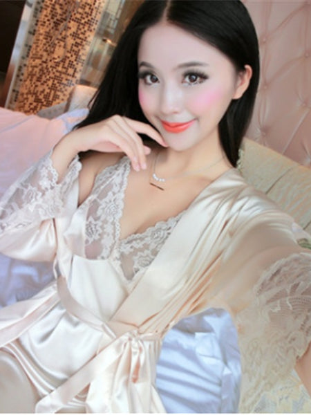 Silk pajamas suspenders nightdress