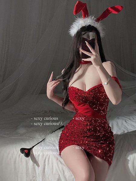 New Year Furry Tramsparent Yarn Suit Sexy Lingerie