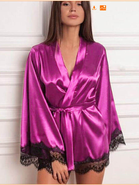 Ladies Sexy Lingerie Silk Lace Nightdress Pajamas